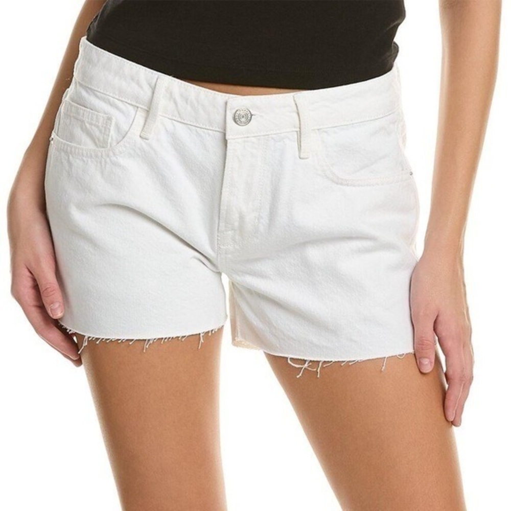 Frame Le Grand Garcon Blanc White Cut Off Raw Hem Denim Jean Shorts Size 25 NWT